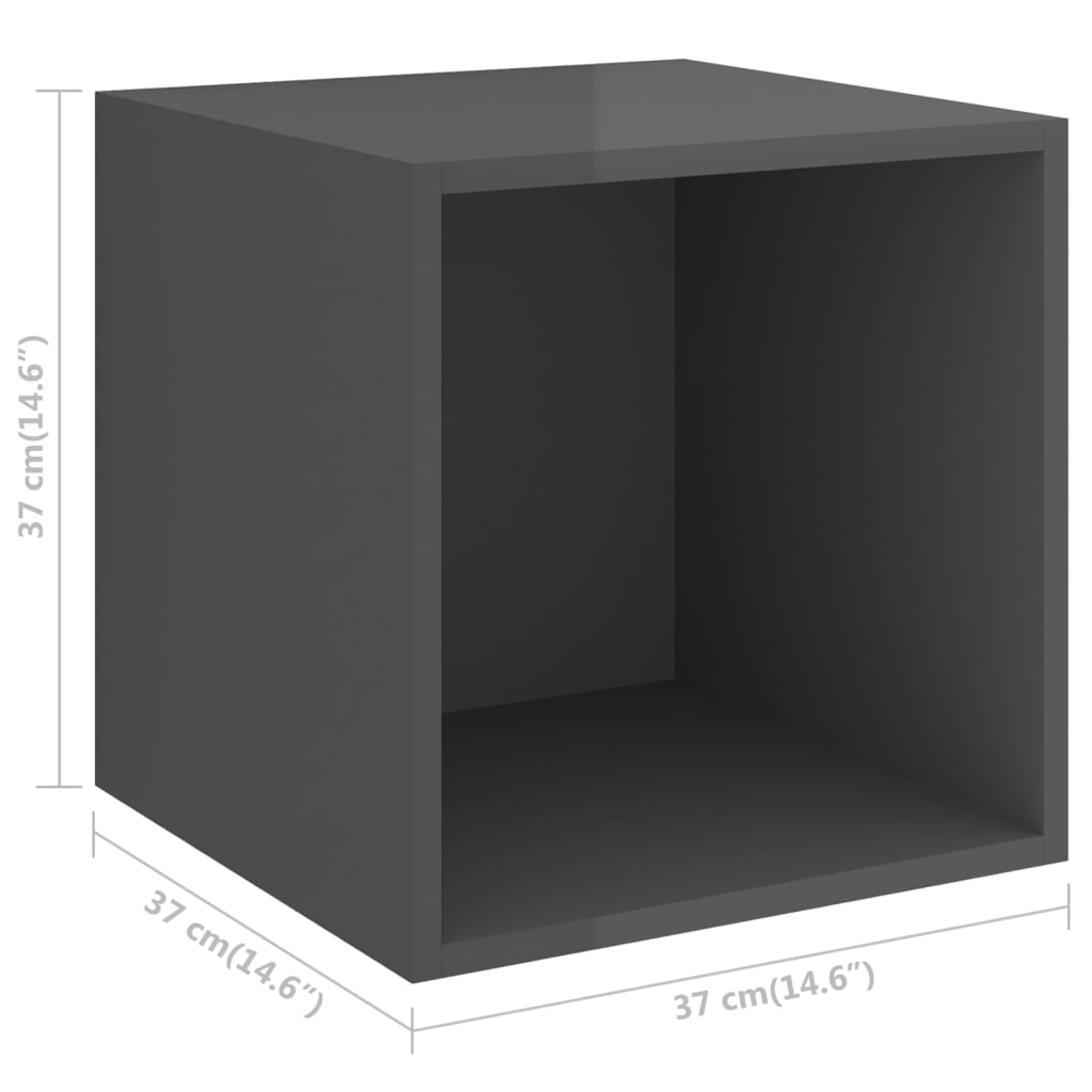 4-tlg. TV-Schrank-Set Hochglanz-Grau Holzwerkstoff