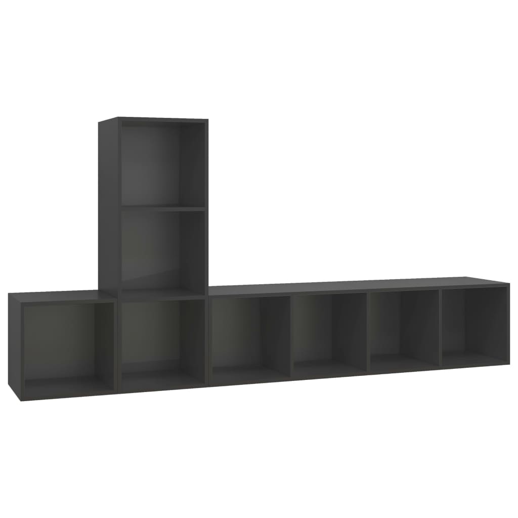 3-tlg. TV-Schrank-Set Grau Holzwerkstoff