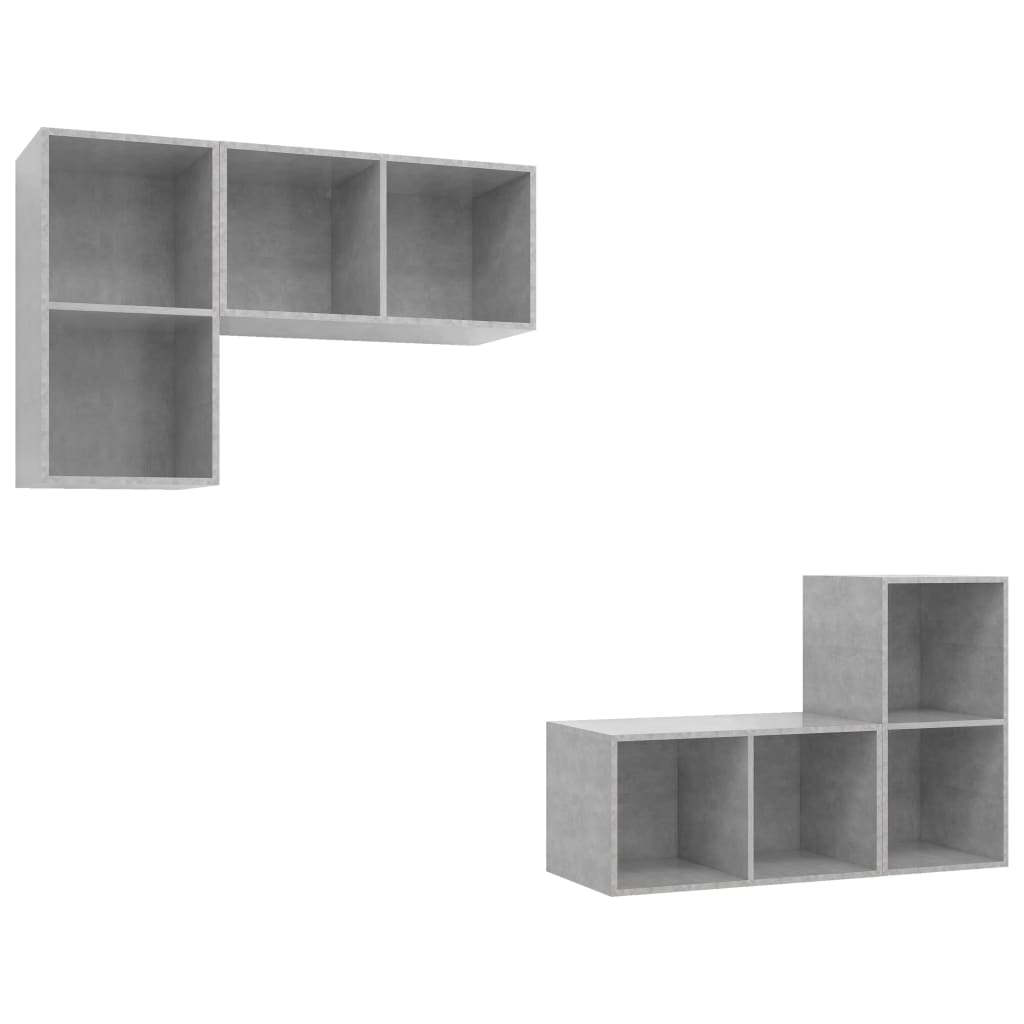TV-Wandschränke 4 Stk. Betongrau Holzwerkstoff