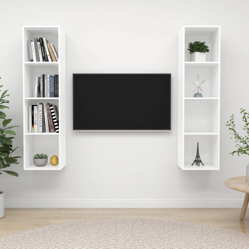 TV-Wandschränke 2 Stk. Weiß Holzwerkstoff