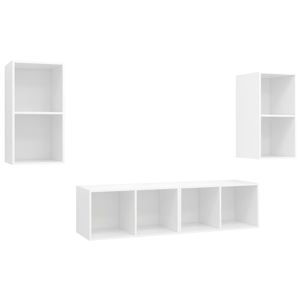 TV-Wandschränke 4 Stk. Weiß Holzwerkstoff
