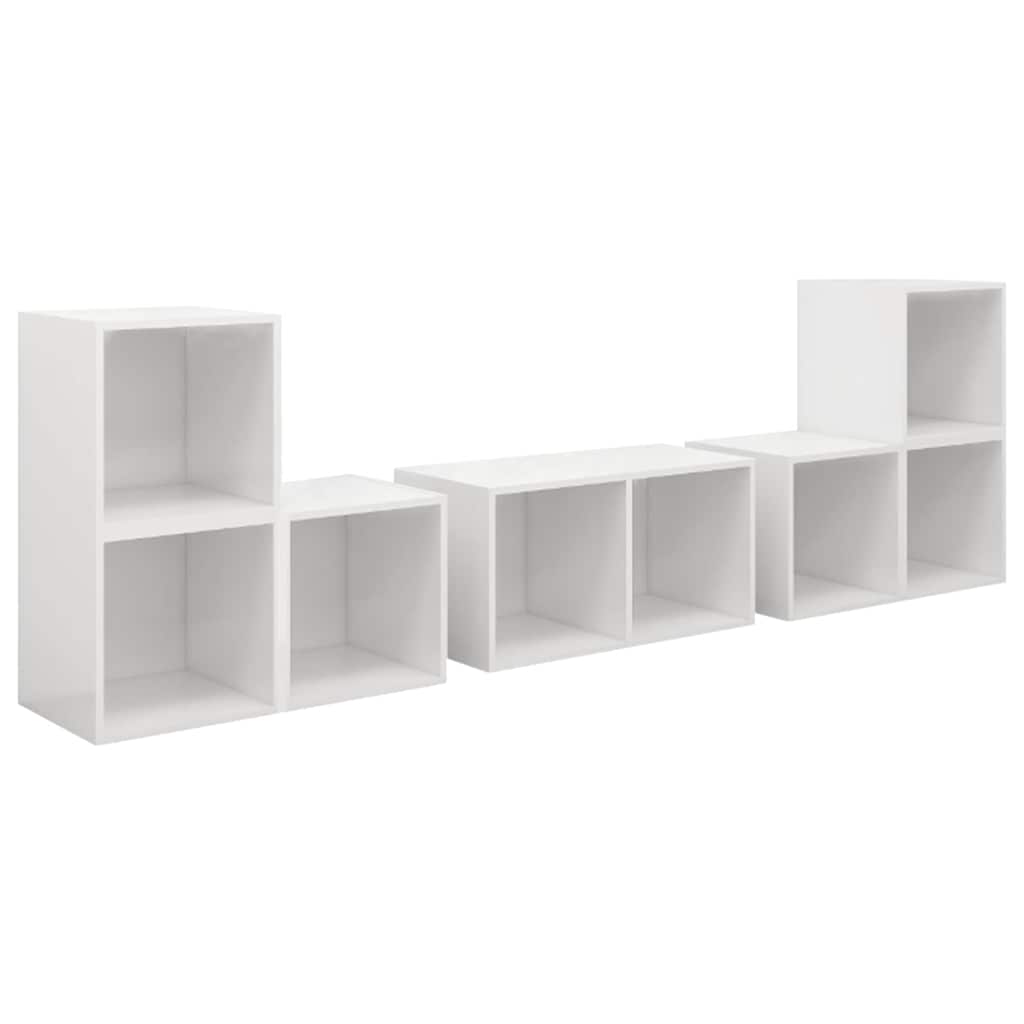 6-tlg. TV-Schrank-Set Hochglanz-Weiß Holzwerkstoff