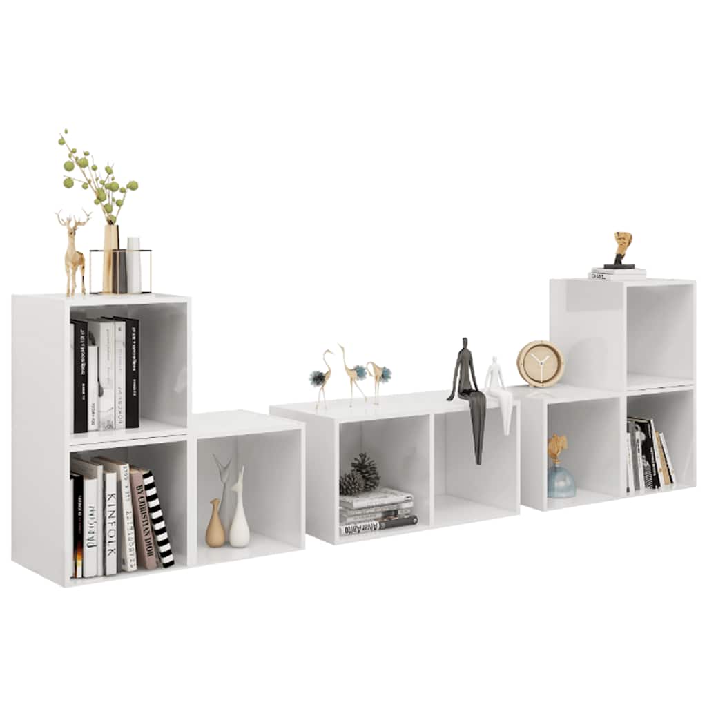 6-tlg. TV-Schrank-Set Hochglanz-Weiß Holzwerkstoff