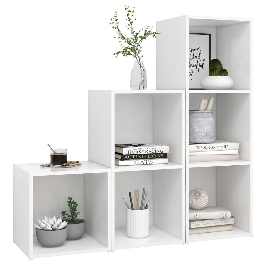 3-tlg. TV-Schrank-Set Weiß Holzwerkstoff