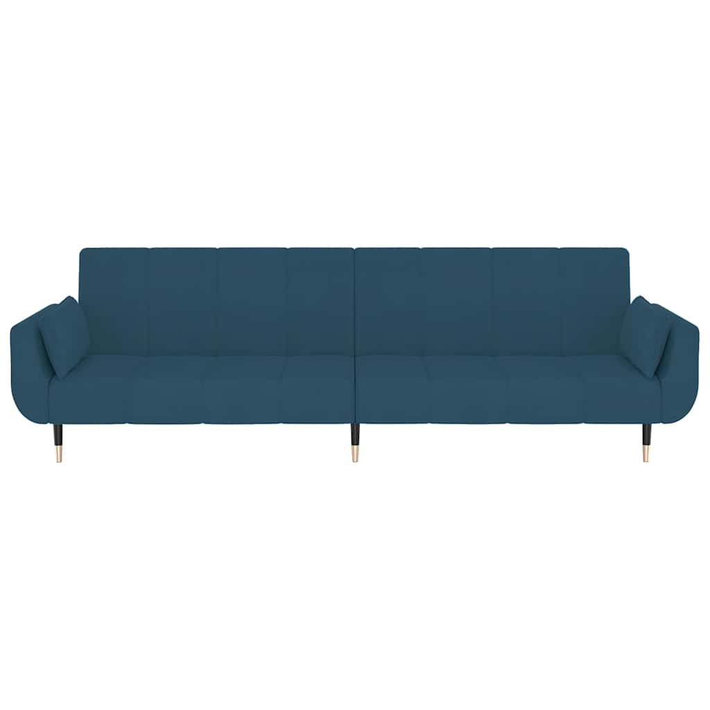 Schlafsofa 2-Sitzer mit 2 Kissen Blau Samt