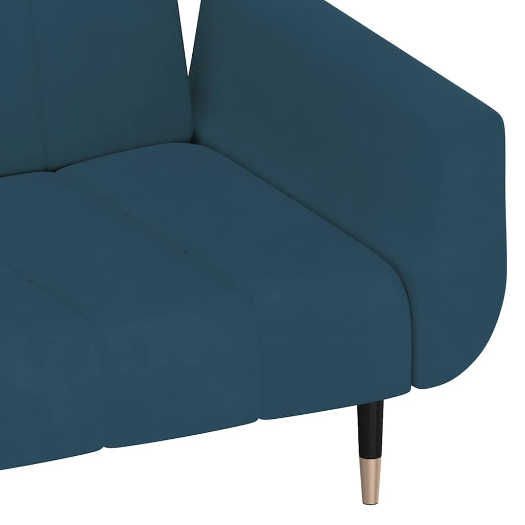 Schlafsofa 2-Sitzer mit 2 Kissen Blau Samt