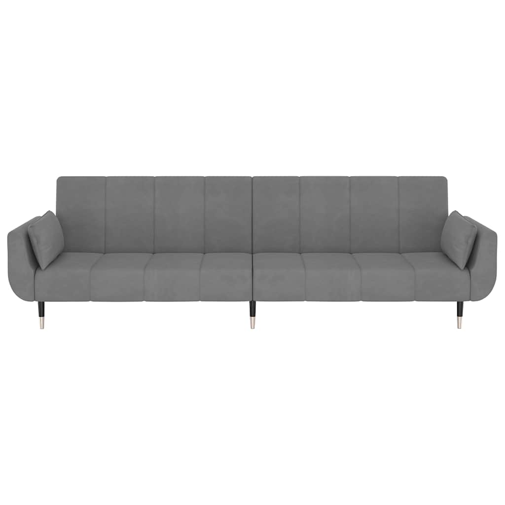 Schlafsofa 2-Sitzer mit 2 Kissen Hellgrau Samt