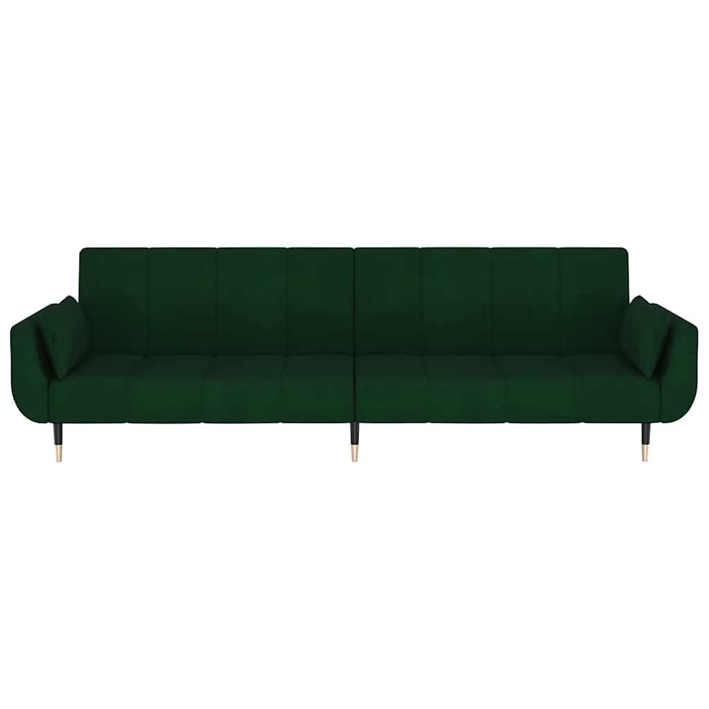 Schlafsofa 2-Sitzer mit 2 Kissen Dunkelgrün Samt