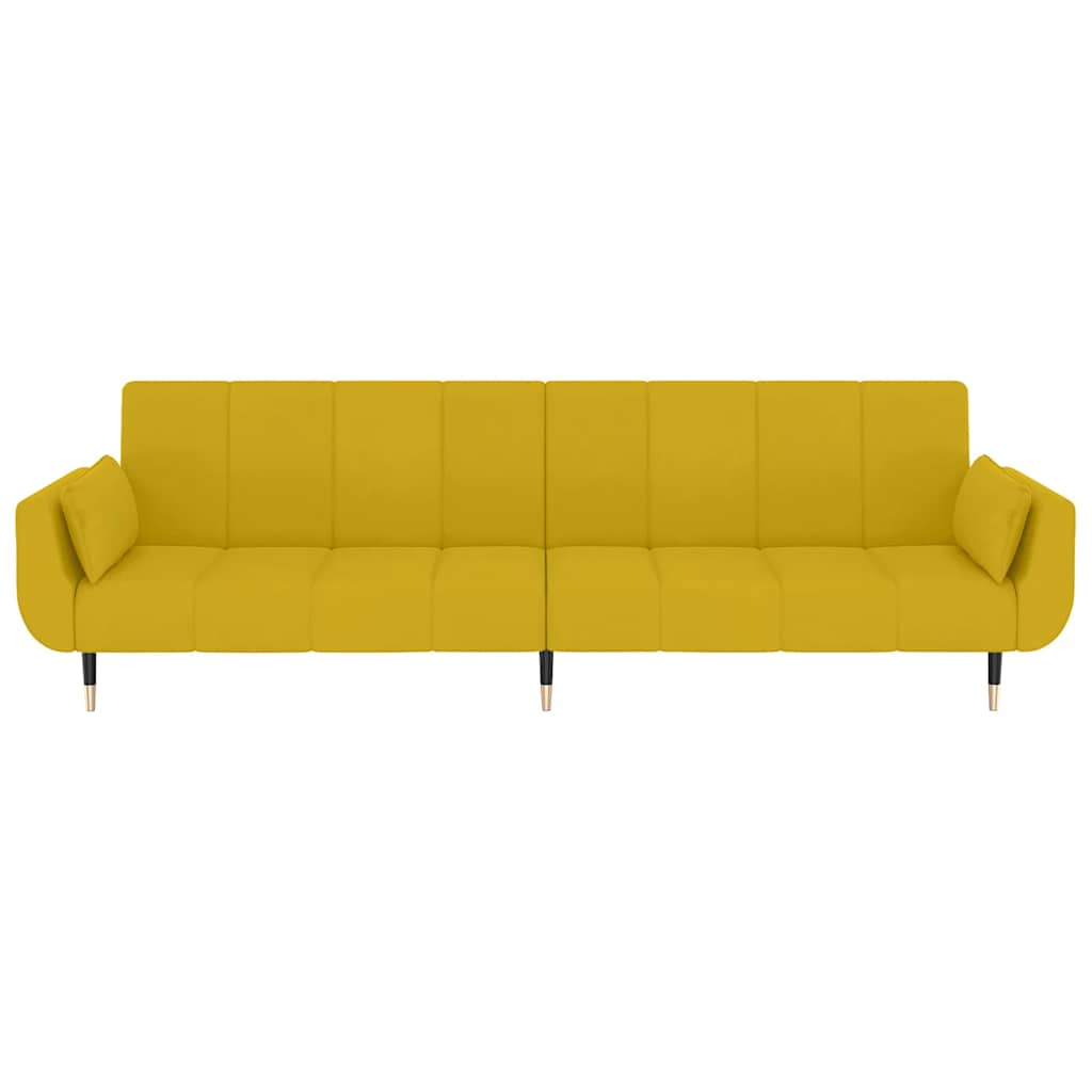 Schlafsofa 2-Sitzer mit 2 Kissen Gelb Samt