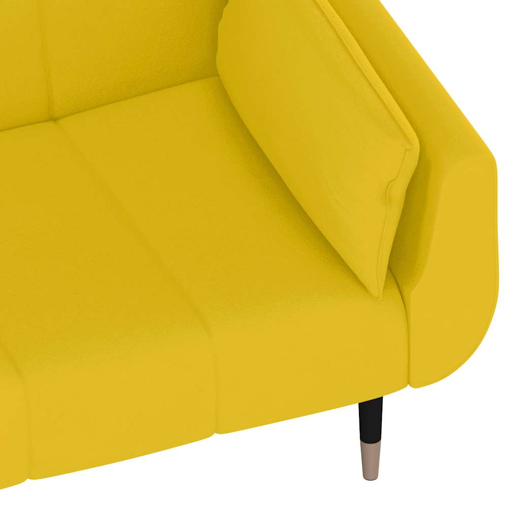 Schlafsofa 2-Sitzer mit 2 Kissen Gelb Samt