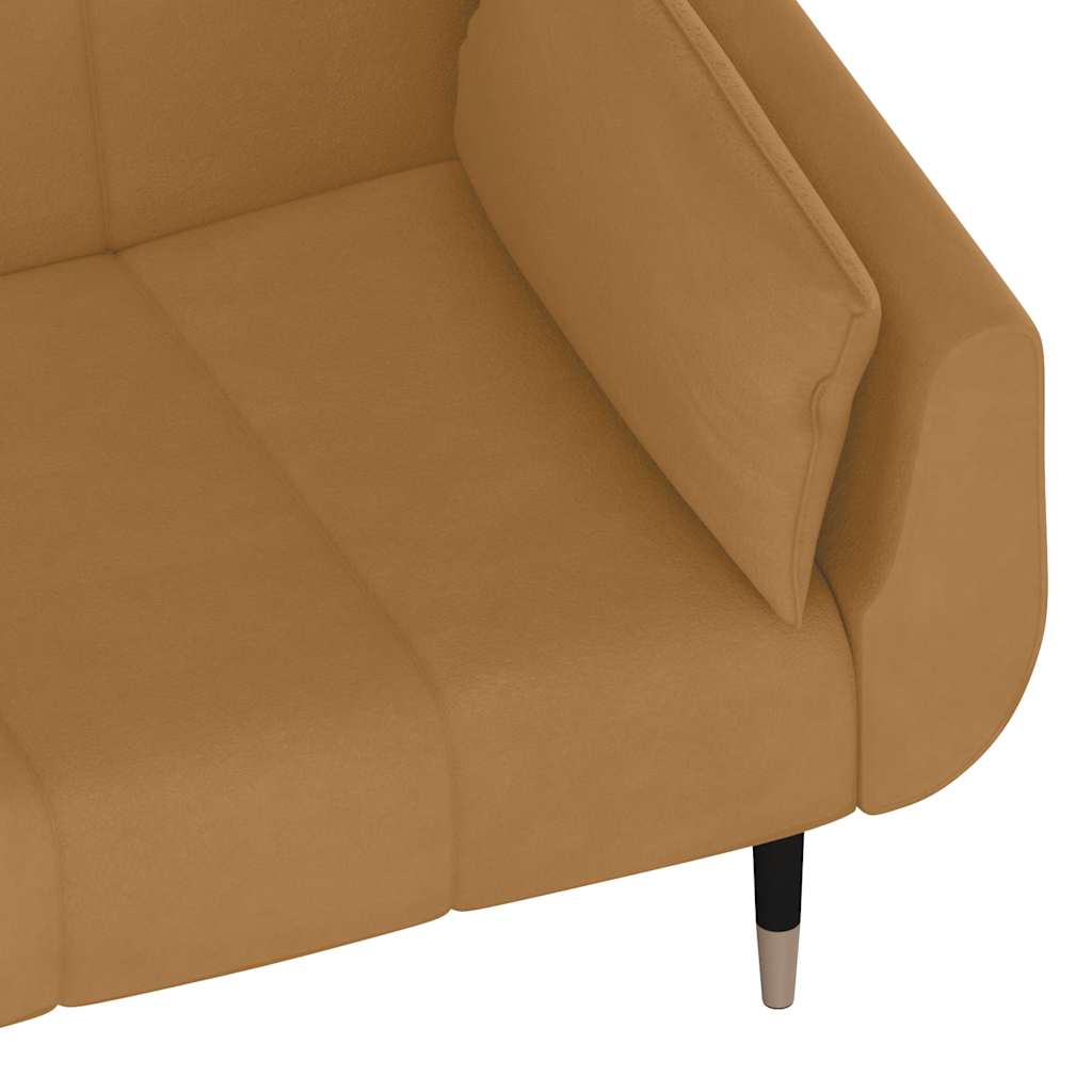 Schlafsofa 2-Sitzer mit 2 Kissen Braun Samt