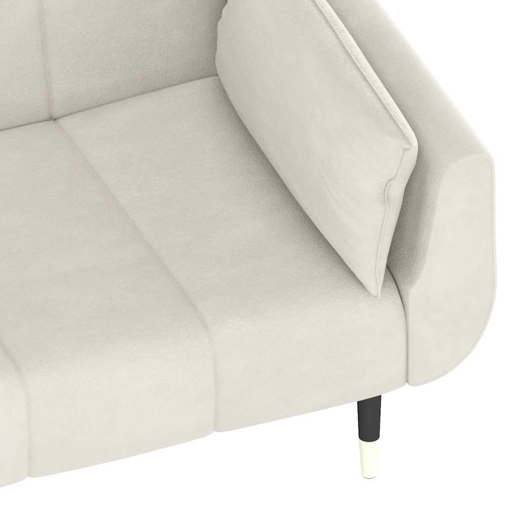 Schlafsofa 2-Sitzer mit 2 Kissen Creme Samt