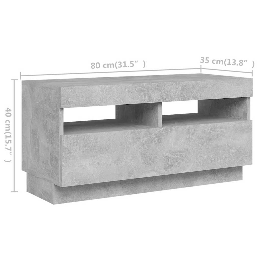 TV-Schrank mit LED-Leuchten Betongrau 180x35x40 cm
