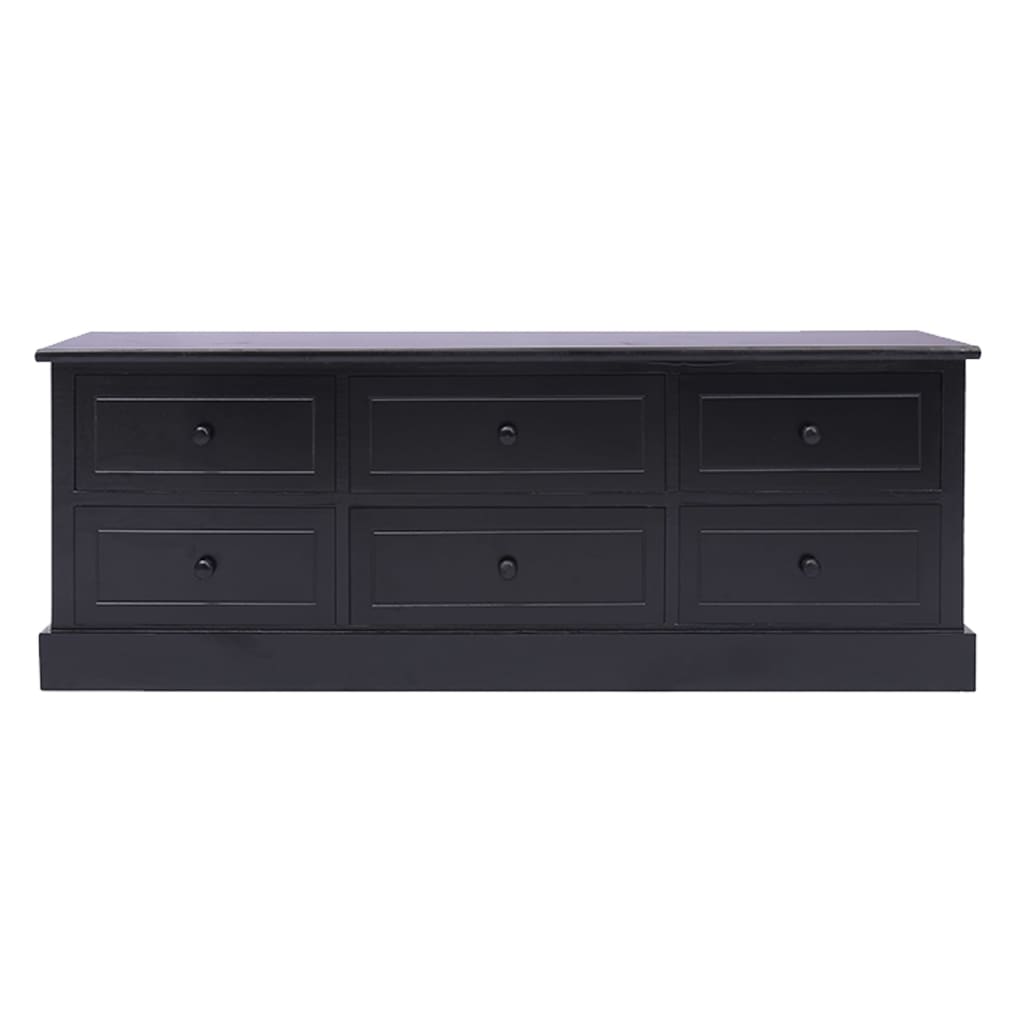 TV-Schrank Schwarz 108x30x40 cm Massivholz Paulownia