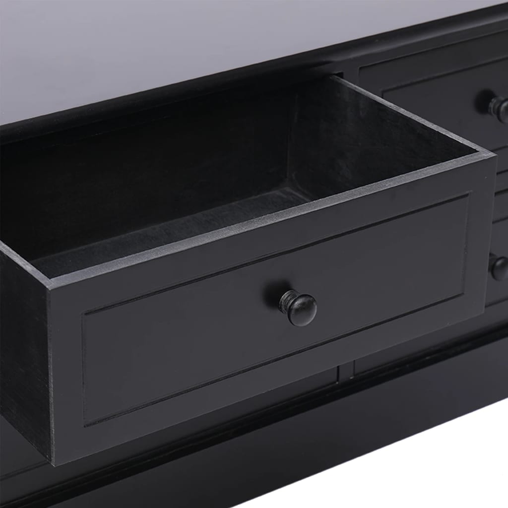 TV-Schrank Schwarz 108x30x40 cm Massivholz Paulownia