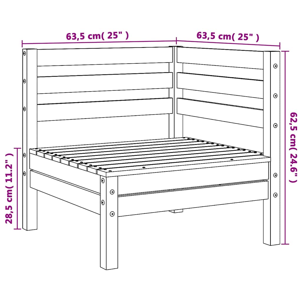 Garten-Ecksofas 2 Stk. Schwarz Massivholz Kiefer