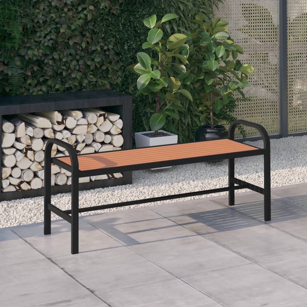 Gartenbank 124,5 cm Stahl und WPC Braun und Schwarz