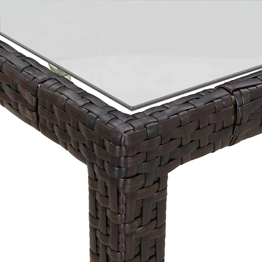 Gartentisch 150x90x75 cm Gehärtetes Glas Poly Rattan Braun