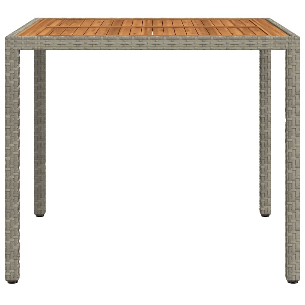 Gartentisch 90x90x75 cm Poly Rattan und Akazienholz Grau