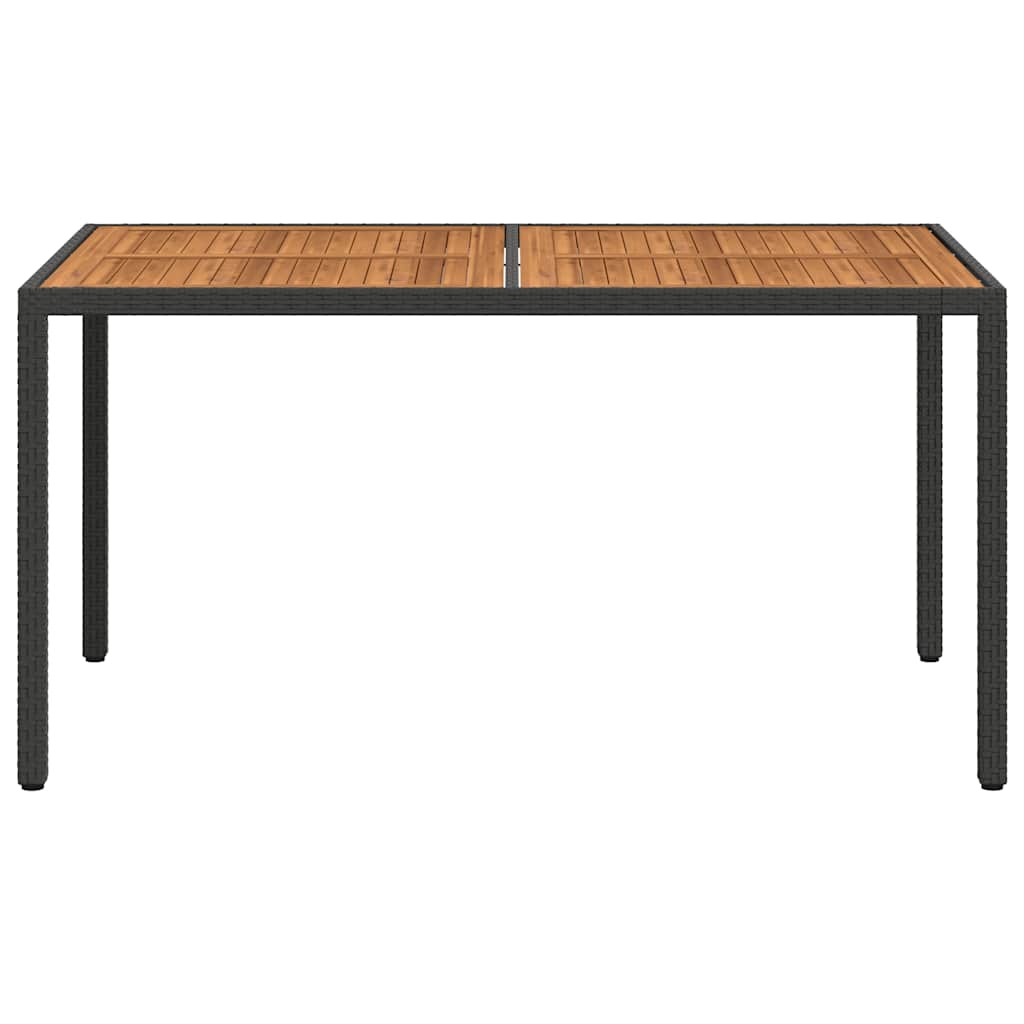Gartentisch 150x90x75 cm Poly Rattan und Akazienholz Schwarz
