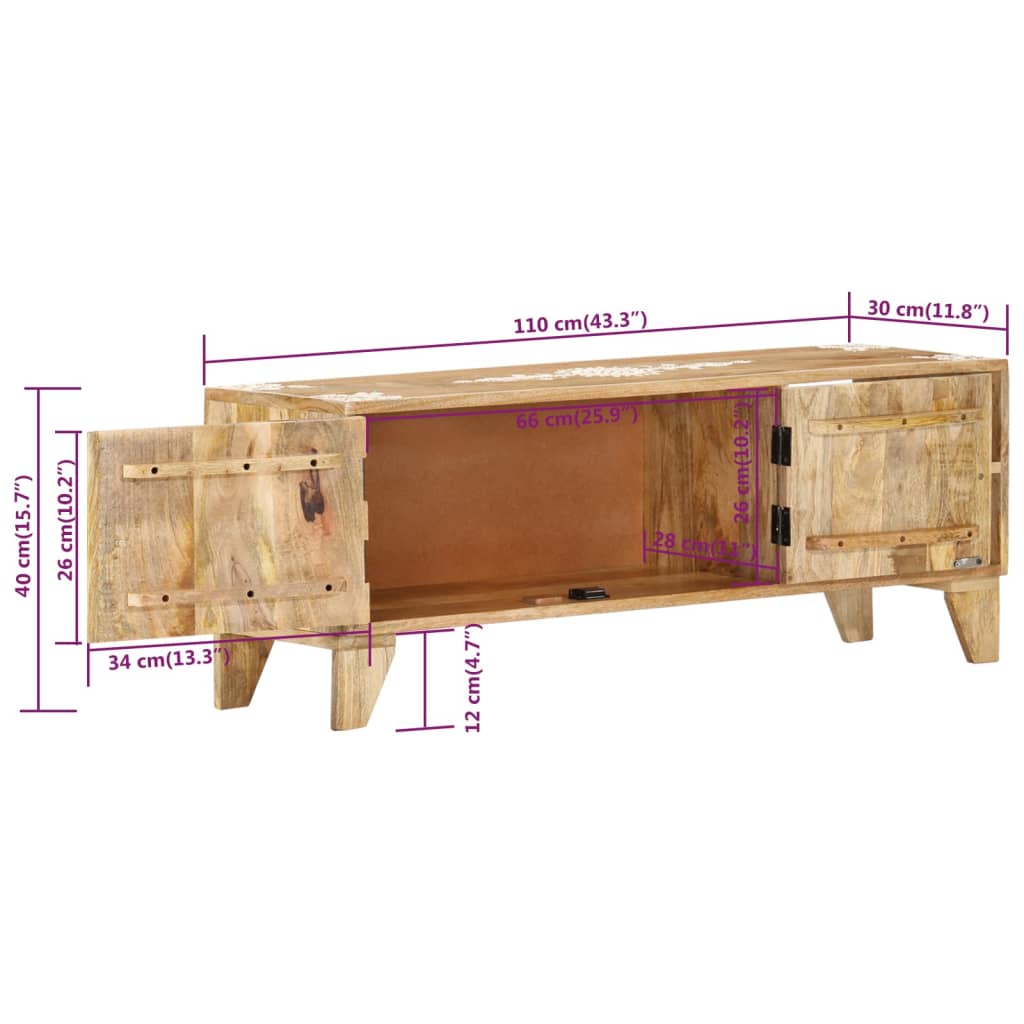 TV-Schrank 110x30x40 cm Massivholz Mango