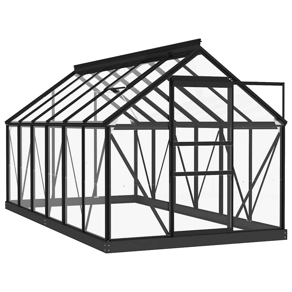 Glas Gewächshaus Anthrazit 155x298x191 cm Aluminium