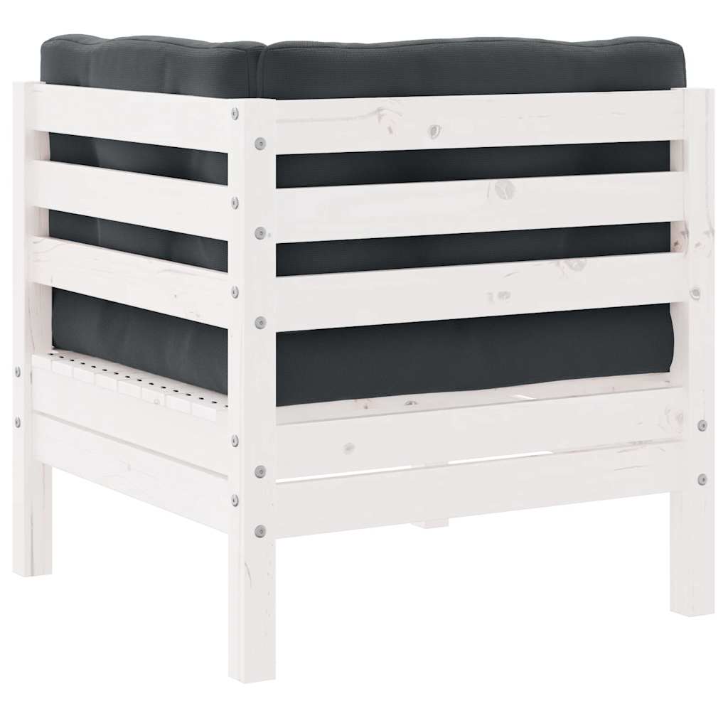 Garten-Ecksofa mit Kissen Weiß Massivholz Kiefer