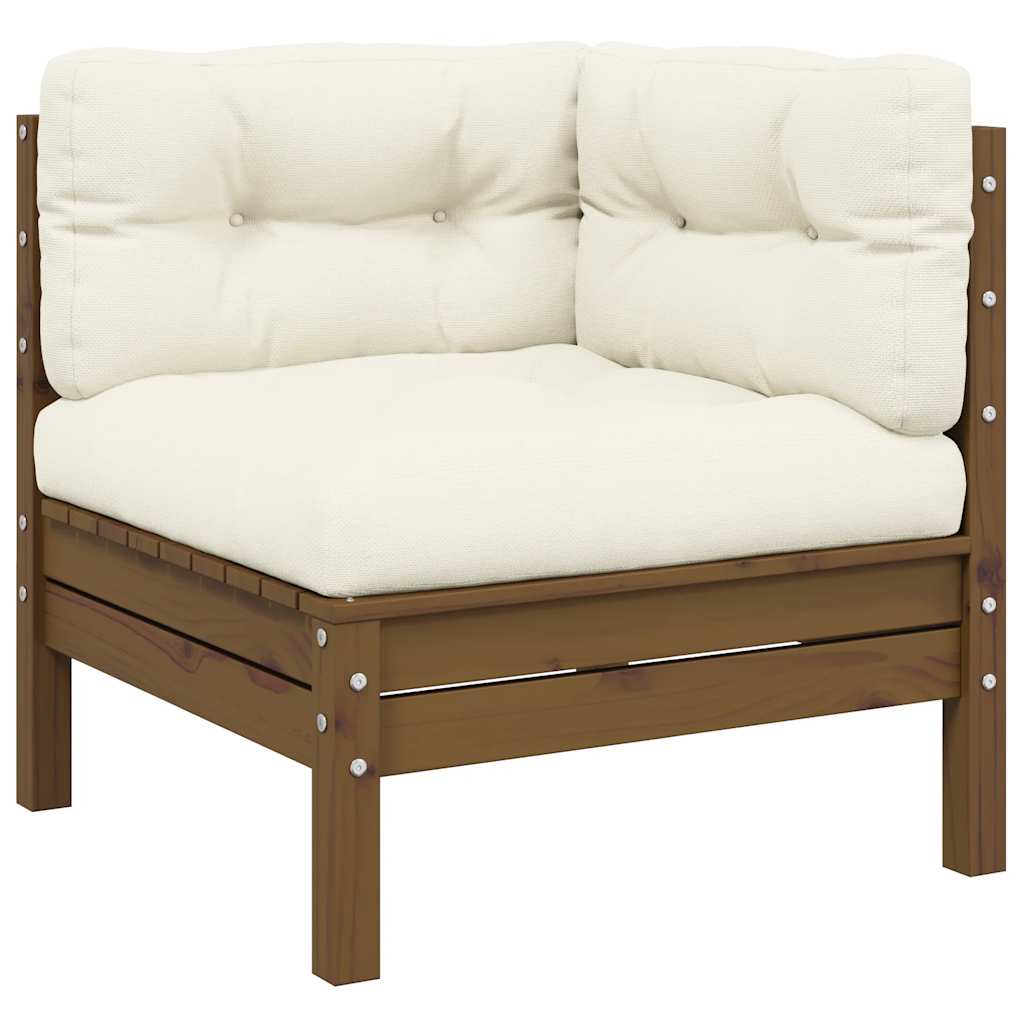 Garten-Ecksofa mit Kissen Honigbraun Massivholz Kiefer