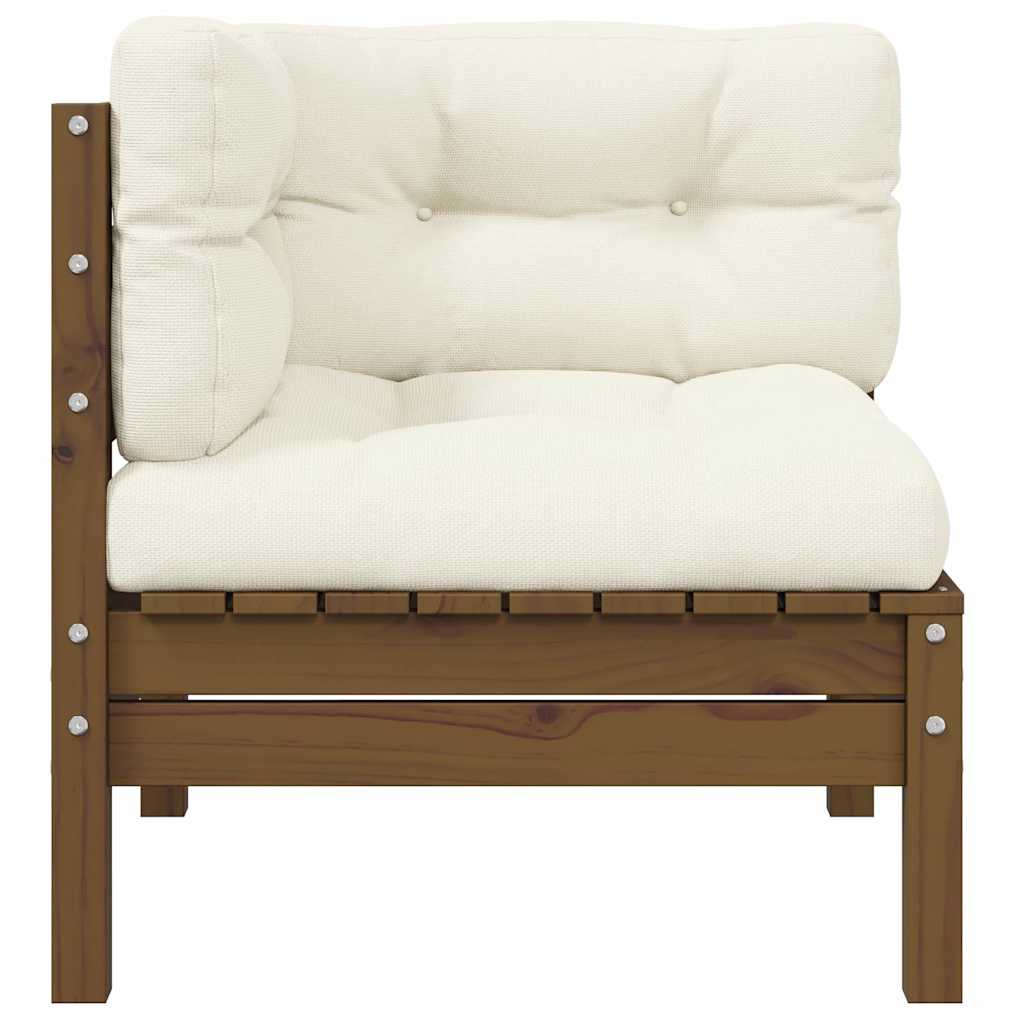 Garten-Ecksofa mit Kissen Honigbraun Massivholz Kiefer