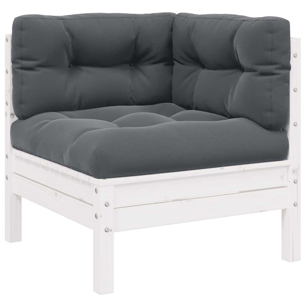 Gartensofa 2-Sitzer mit Kissen in Weiß Massivholz Kiefer