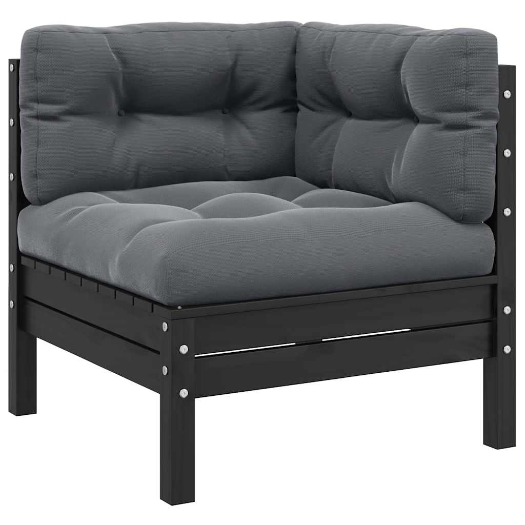 2-Sitzer-Gartensofa mit Kissen Grau Massivholz Kiefer