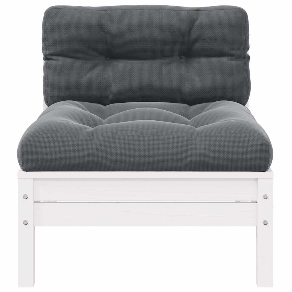 2-Sitzer-Gartensofa mit Kissen Weiß Massivholz Kiefer