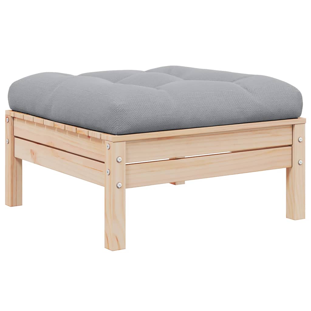 3-tlg. Garten-Lounge-Set mit Grauen Kissen Kiefer Massivholz