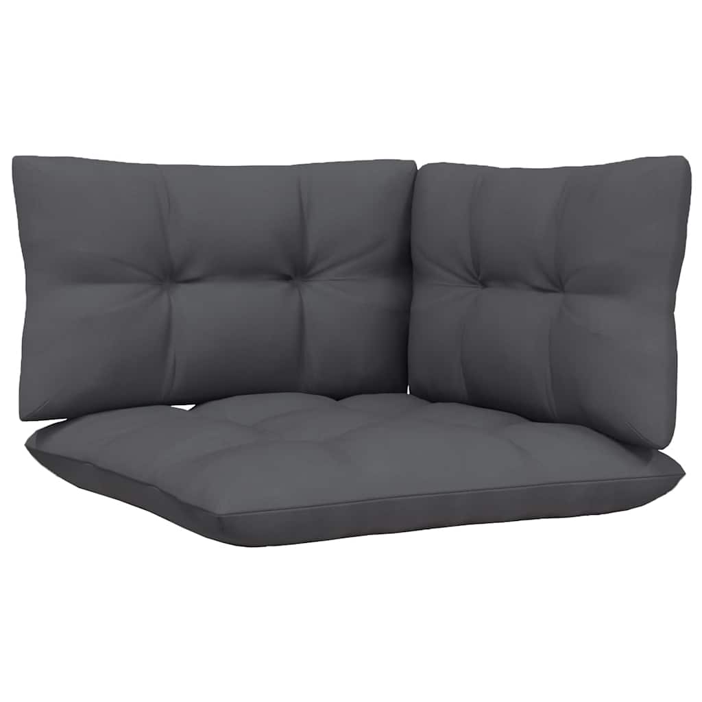 3-tlg. Garten-Lounge-Set mit Kissen Grau Kiefer Massivholz