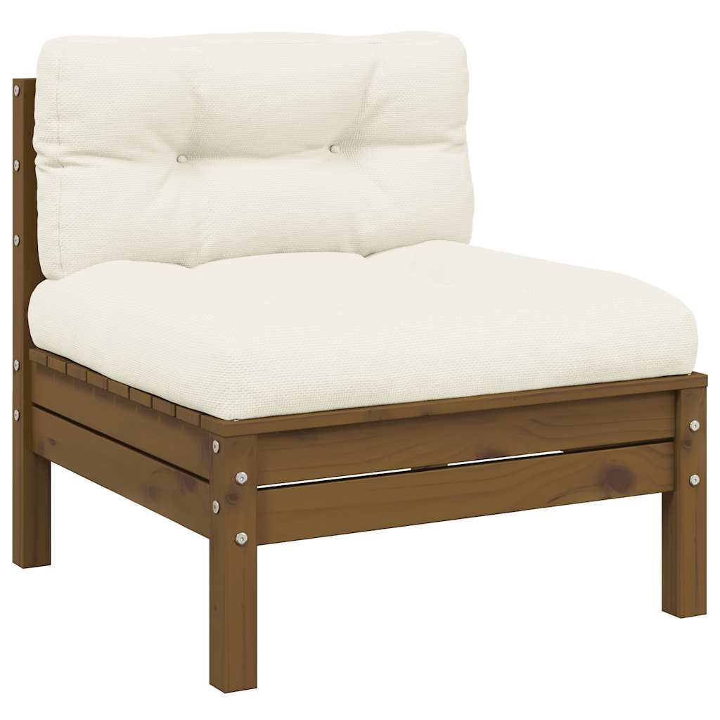 3-tlg. Garten-Lounge-Set mit Creme Kissen Massivholz Kiefer