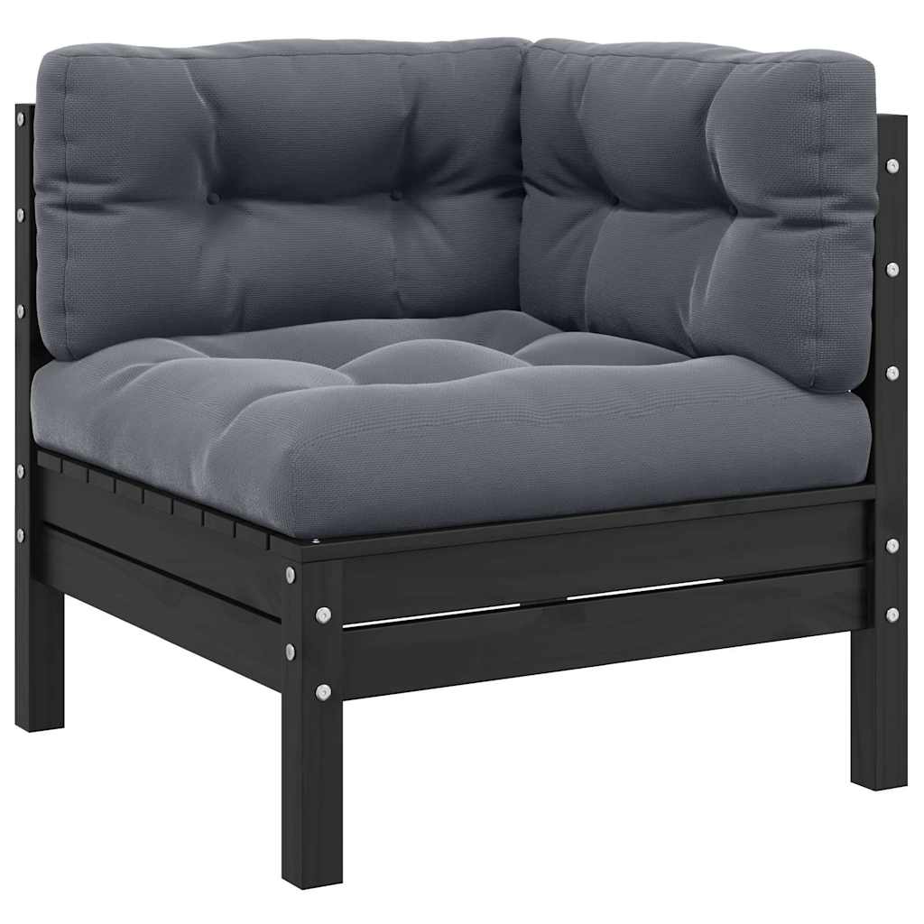 3-tlg. Garten-Lounge-Set mit Kissen in Grau Kiefer Massivholz