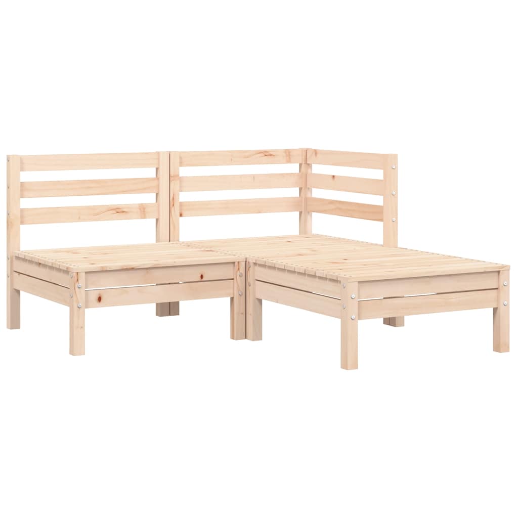 3-tlg. Garten-Lounge-Set mit Grauen Kissen Kiefer Massivholz