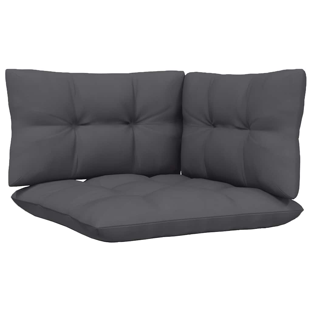 3-tlg. Garten-Lounge-Set mit Kissen Grau Kiefer Massivholz