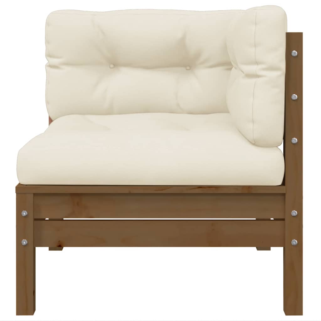 3-tlg. Garten-Lounge-Set mit Creme Kissen Massivholz Kiefer