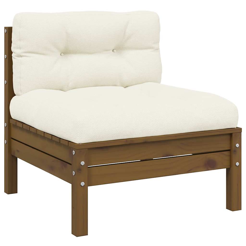 3-tlg. Garten-Lounge-Set mit Creme Kissen Massivholz Kiefer