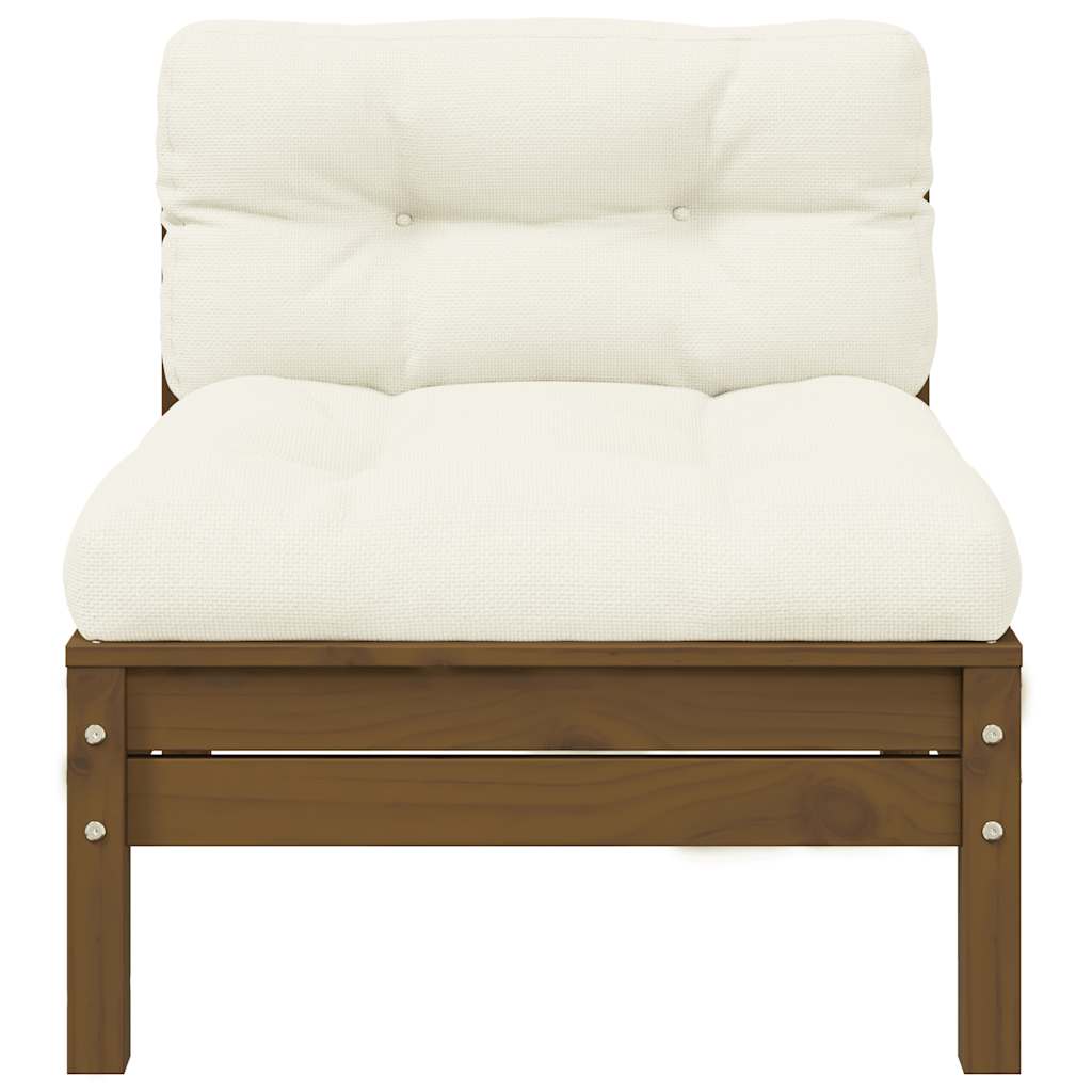 3-tlg. Garten-Lounge-Set mit Creme Kissen Massivholz Kiefer