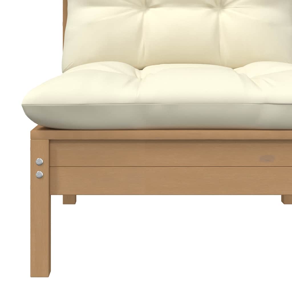 3-tlg. Garten-Lounge-Set mit Creme Kissen Massivholz Kiefer