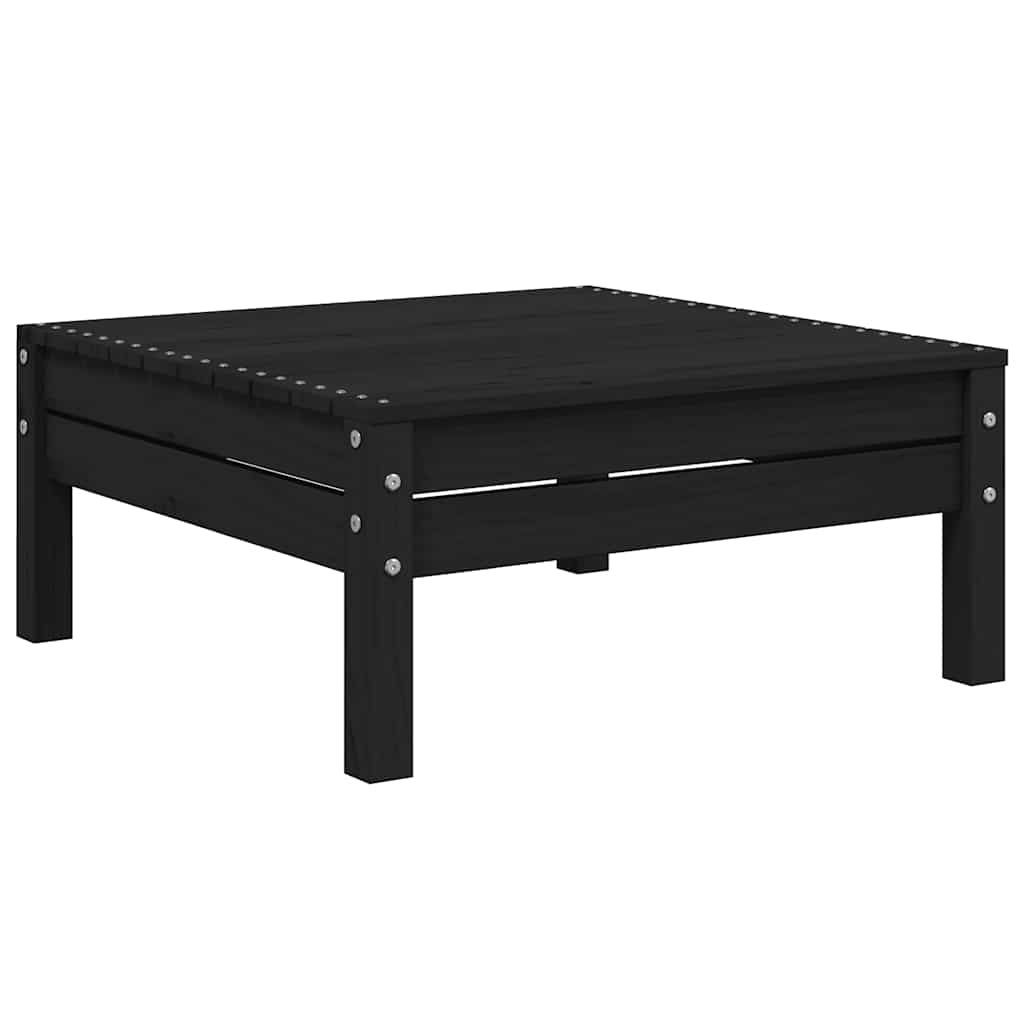 3-tlg. Garten-Lounge-Set mit Kissen Schwarz Kiefer Massivholz