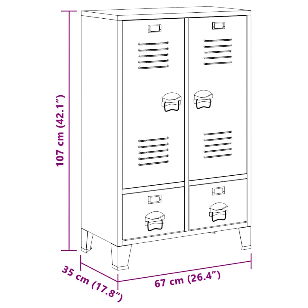 Kleiderschrank Industrie-Stil Weiß 67x35x107 cm Stahl