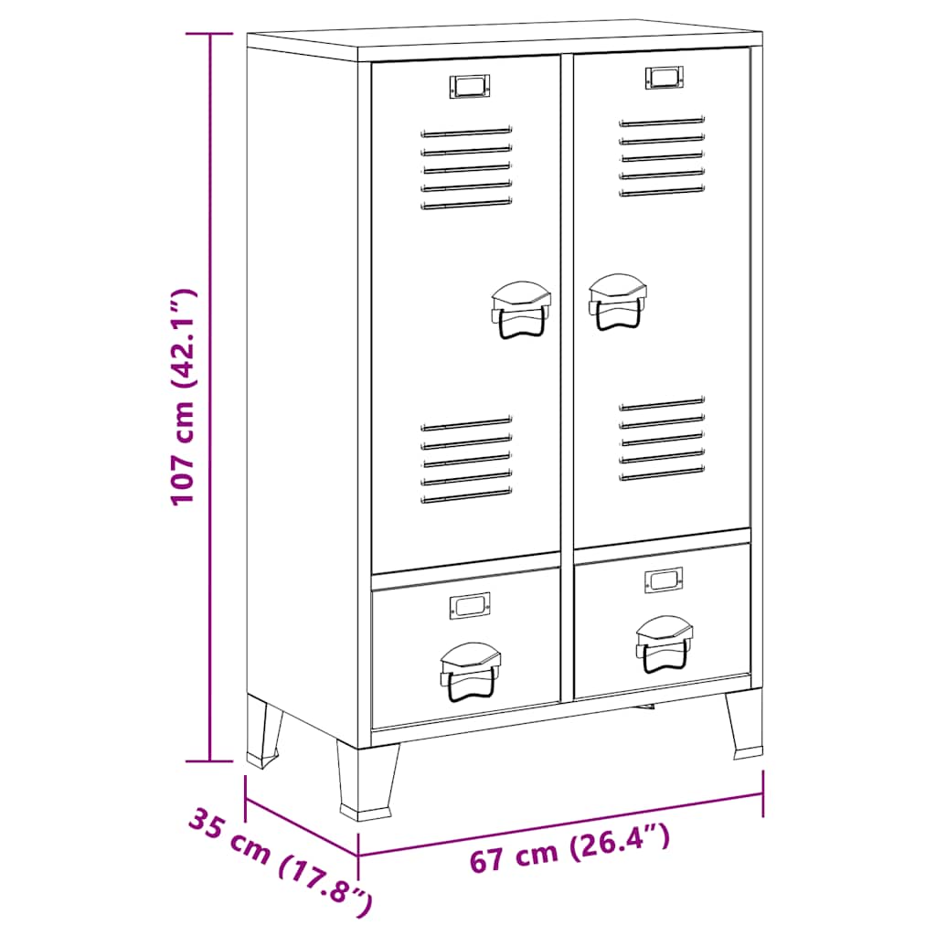 Kleiderschrank Industrie-Stil Anthrazit 67x35x107 cm Stahl
