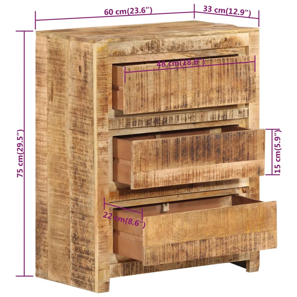 Schubladenschrank 60x33x75 cm Massivholz Mango