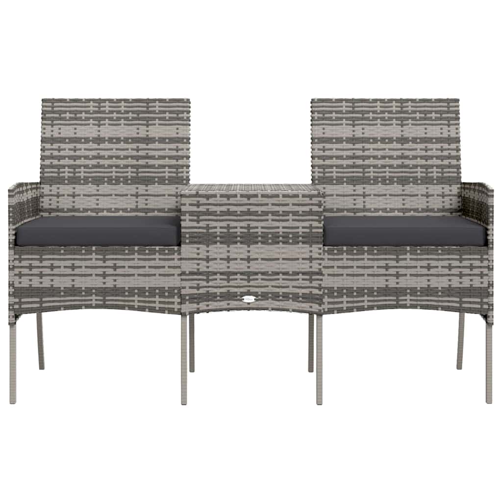 2-Sitzer-Gartensofa mit Teetisch Poly Rattan Anthrazit