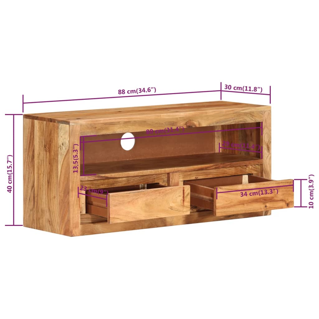TV-Schrank 88x30x40 cm Massivholz Akazie