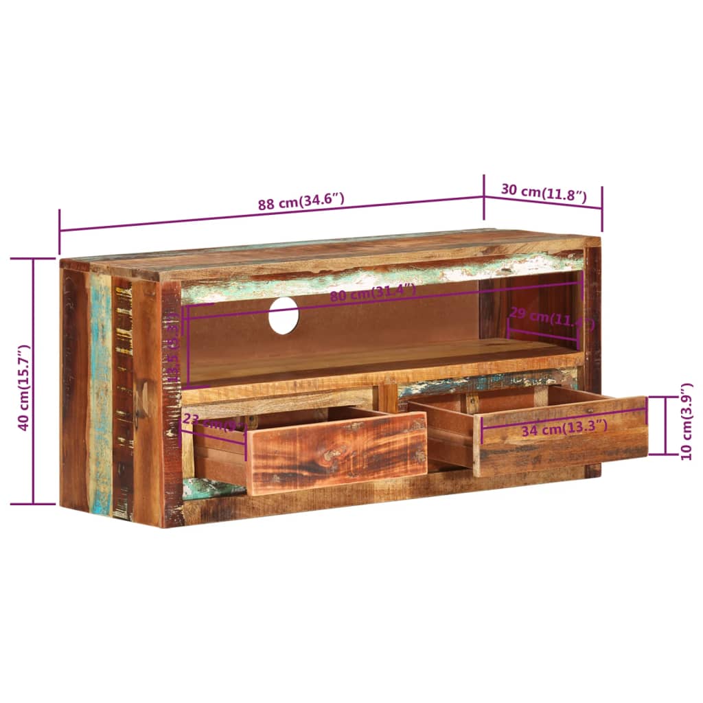 TV-Schrank 88x30x40 cm Altholz Massiv