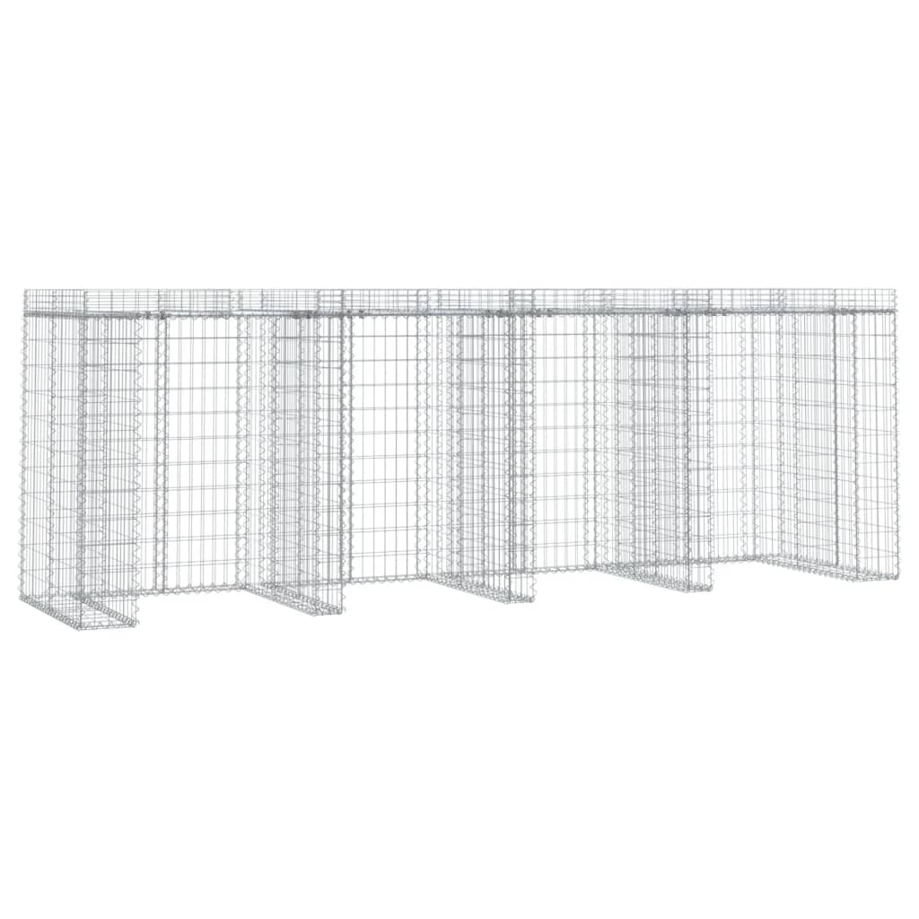 Gabionen-Mülltonnenbox 350x91x120 cm Verzinktes Eisen